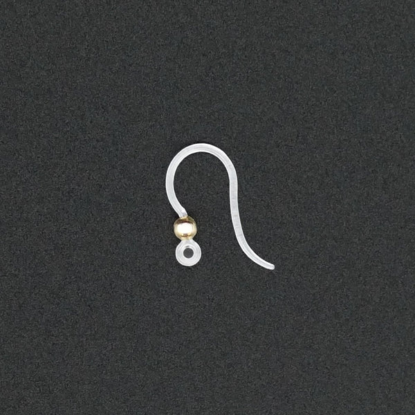 16mm Plastic Earring Hooks with 304 Stainless Steel Beads, golden