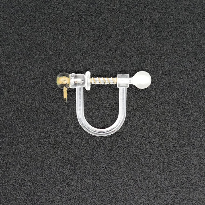 18x12mm Plastic Clip-on Earring with Spring Loaded Pearl, 316 stainless steel/golden