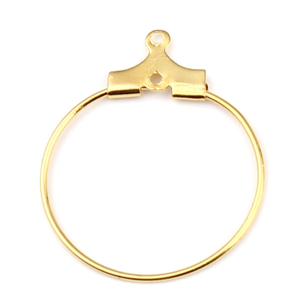 304 Stainless Steel Circle Hoop Earring Connectors 35mm, golden
