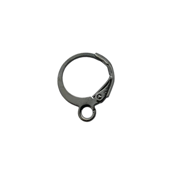 15x12mm Hinge Opening Hoop Earring with Loop, black-plated