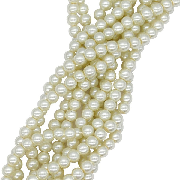 6mm Round Glass Pearl Beads, cream