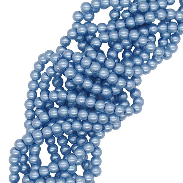 6mm Round Glass Pearl Beads, forget me not
