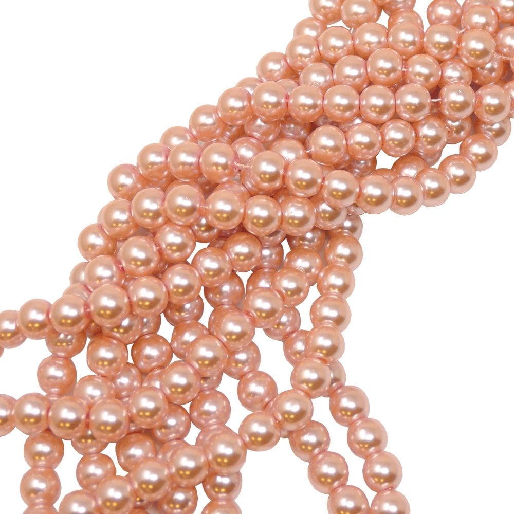 4mm Round Glass Pearl Beads, golden sand