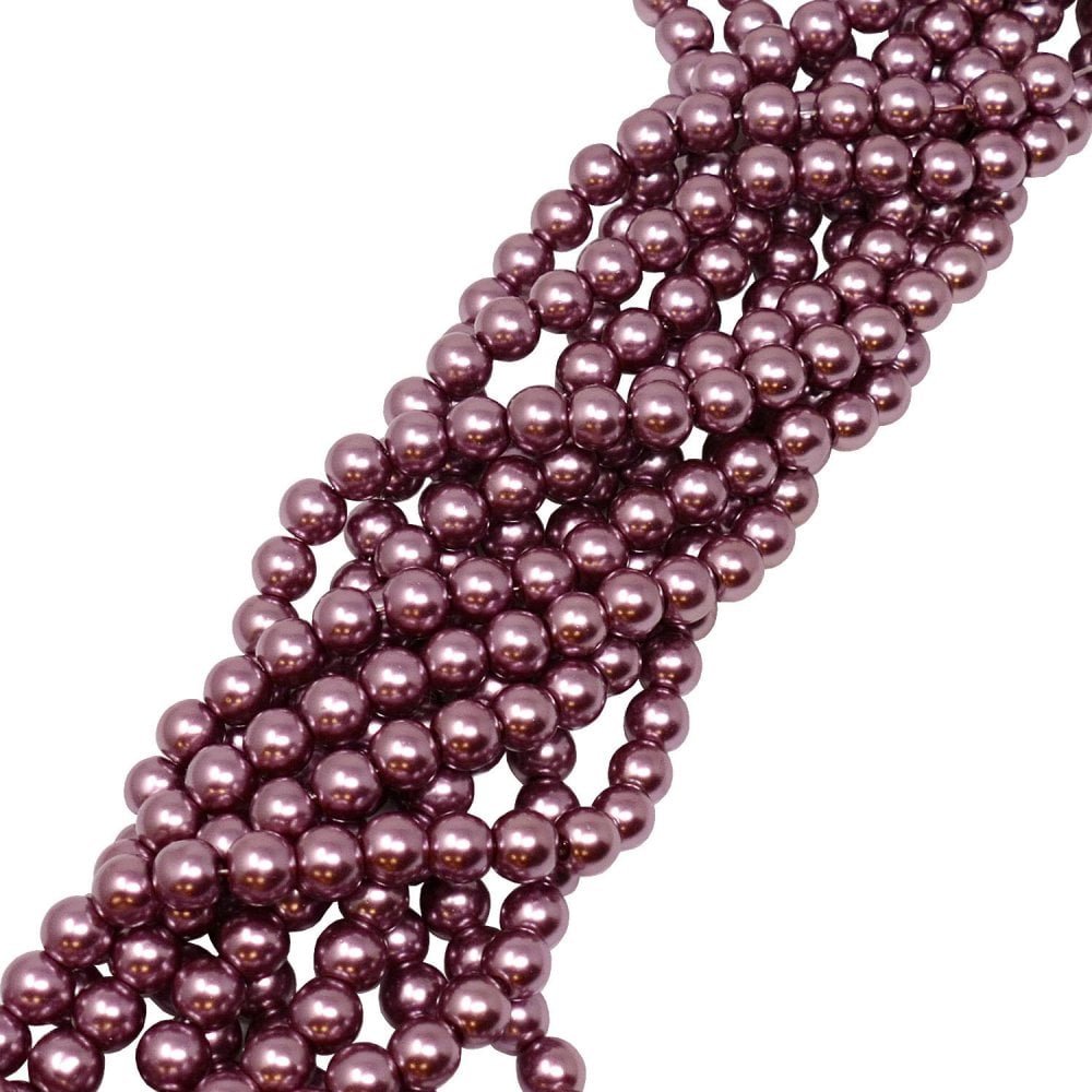 8mm Round Glass Pearl Beads, heather brown