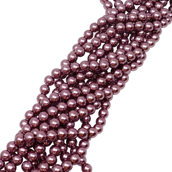 8mm Round Glass Pearl Beads, heather brown