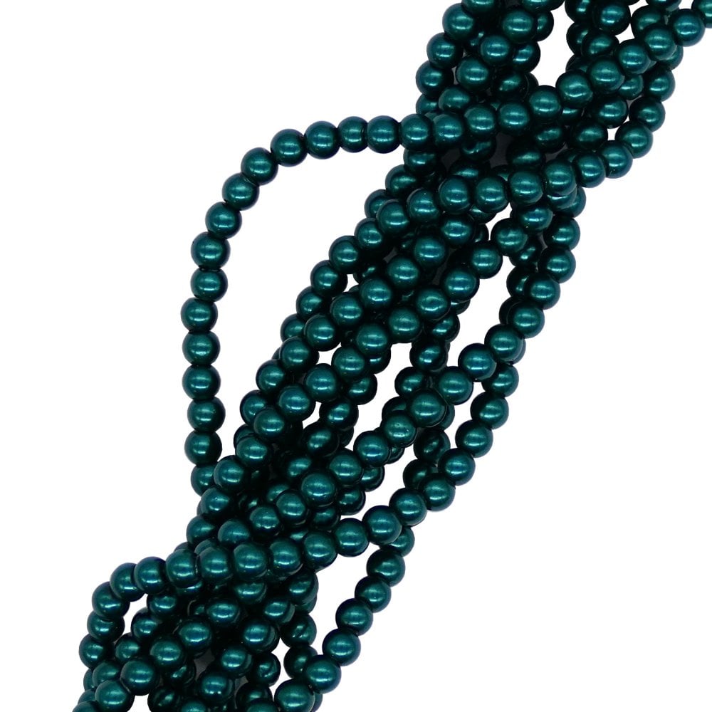 6mm Round Glass Pearl Beads, dark teal
