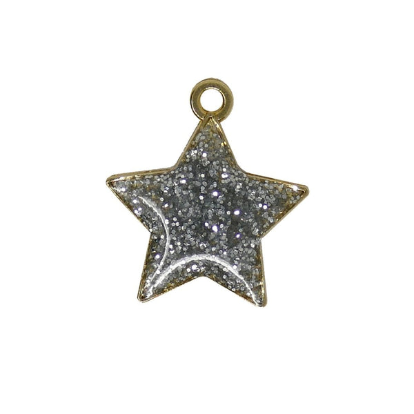 20mm Silver Glitter Enamel Pendant, gold-plated