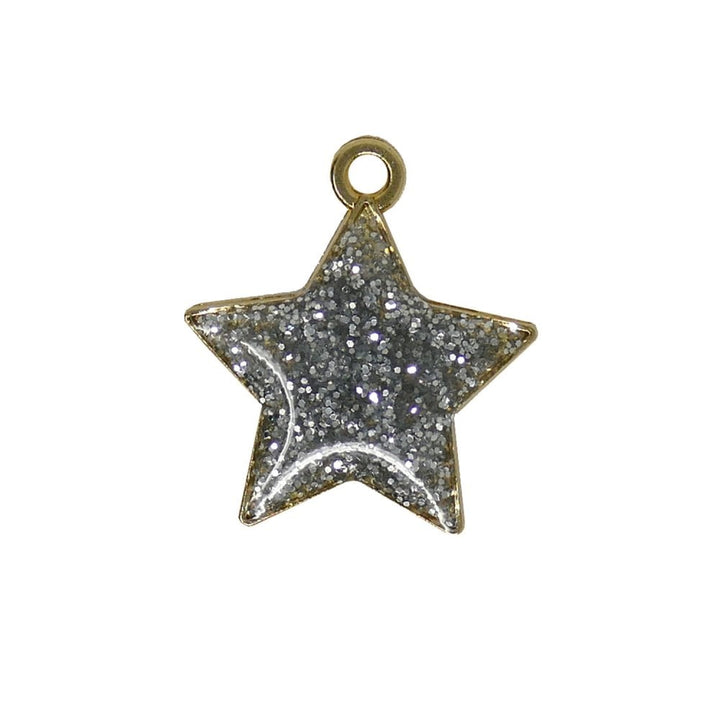 20mm Silver Glitter Enamel Pendant, gold-plated