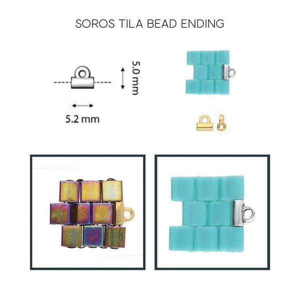 5x5mm Soros Tila Bead Ending, antique-silver-plated, additional photo