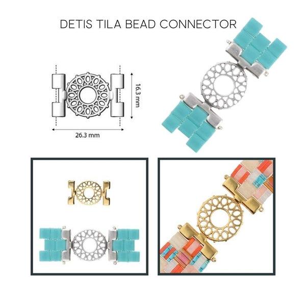 26x15mm Detis Tila Bead Connector, antique-silver-plated, additional photo