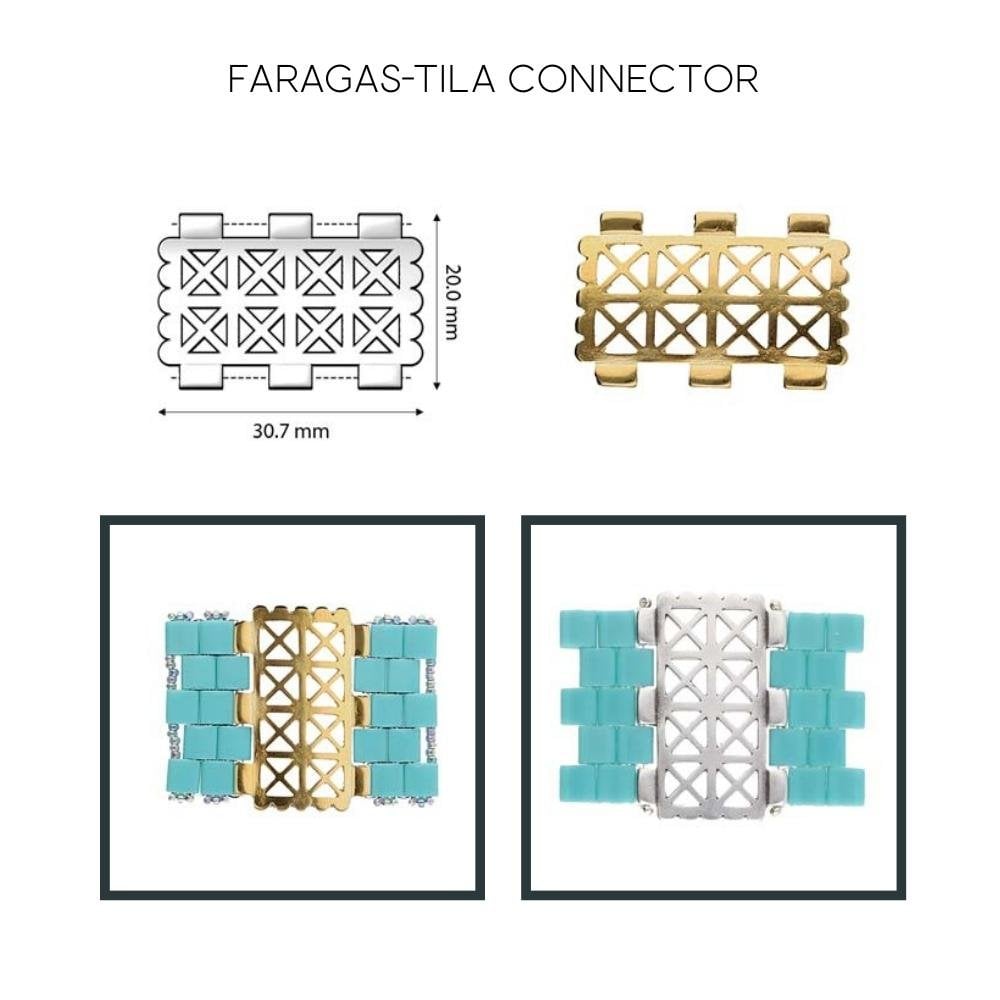 21x31mm Faragas Tila Bead Connector, 24k-gold-plated, additional photo