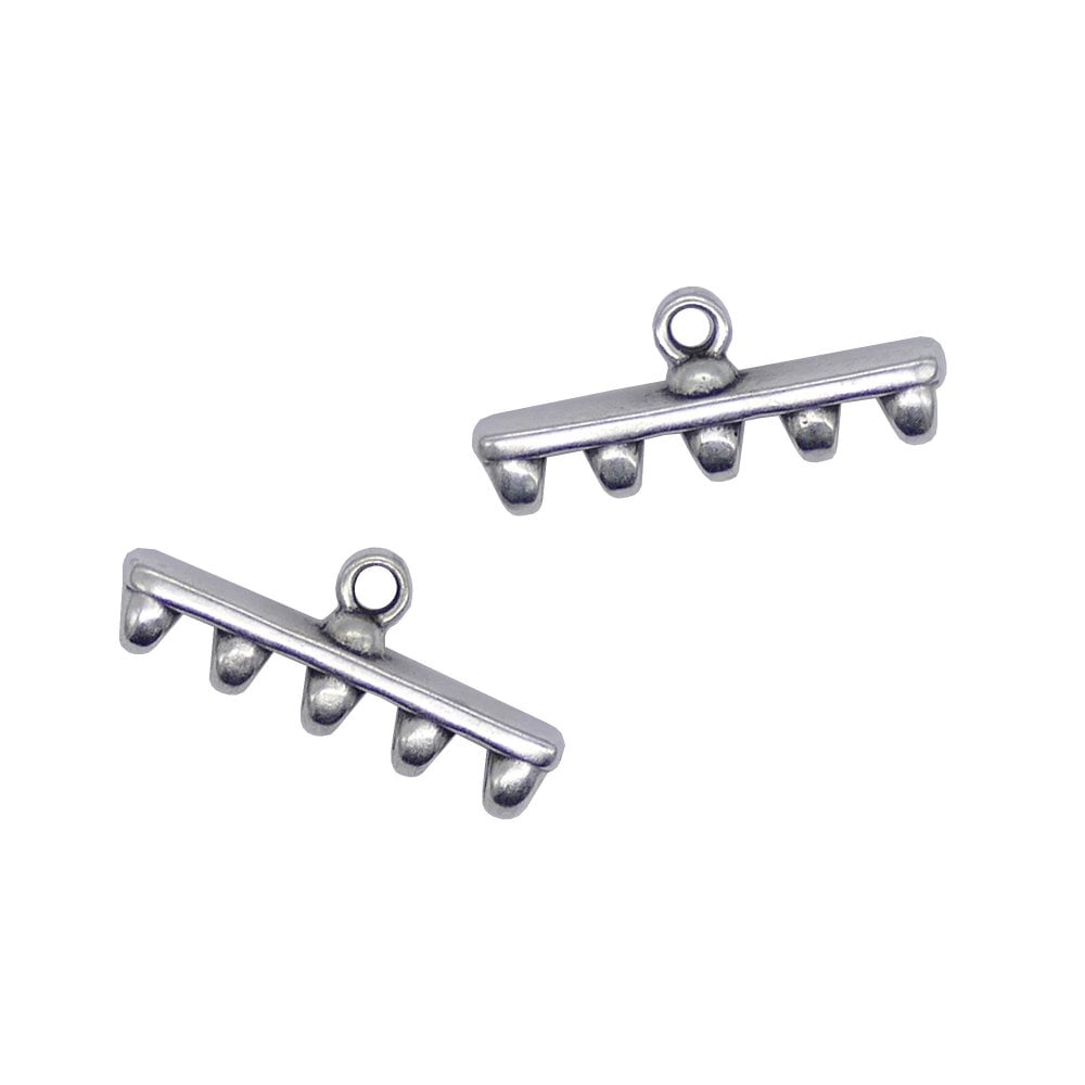 20x8mm Rozos V Superduo Bead End, antique-silver-plated