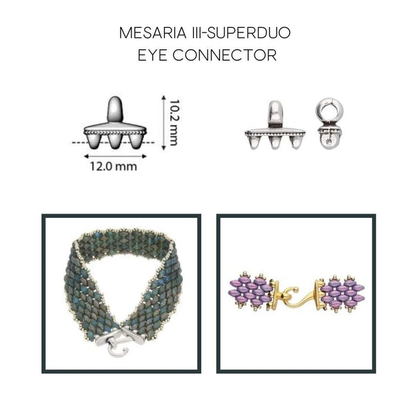 12x9mm Mesaria III Superduo Bead End, antique-silver-plated, additional photo