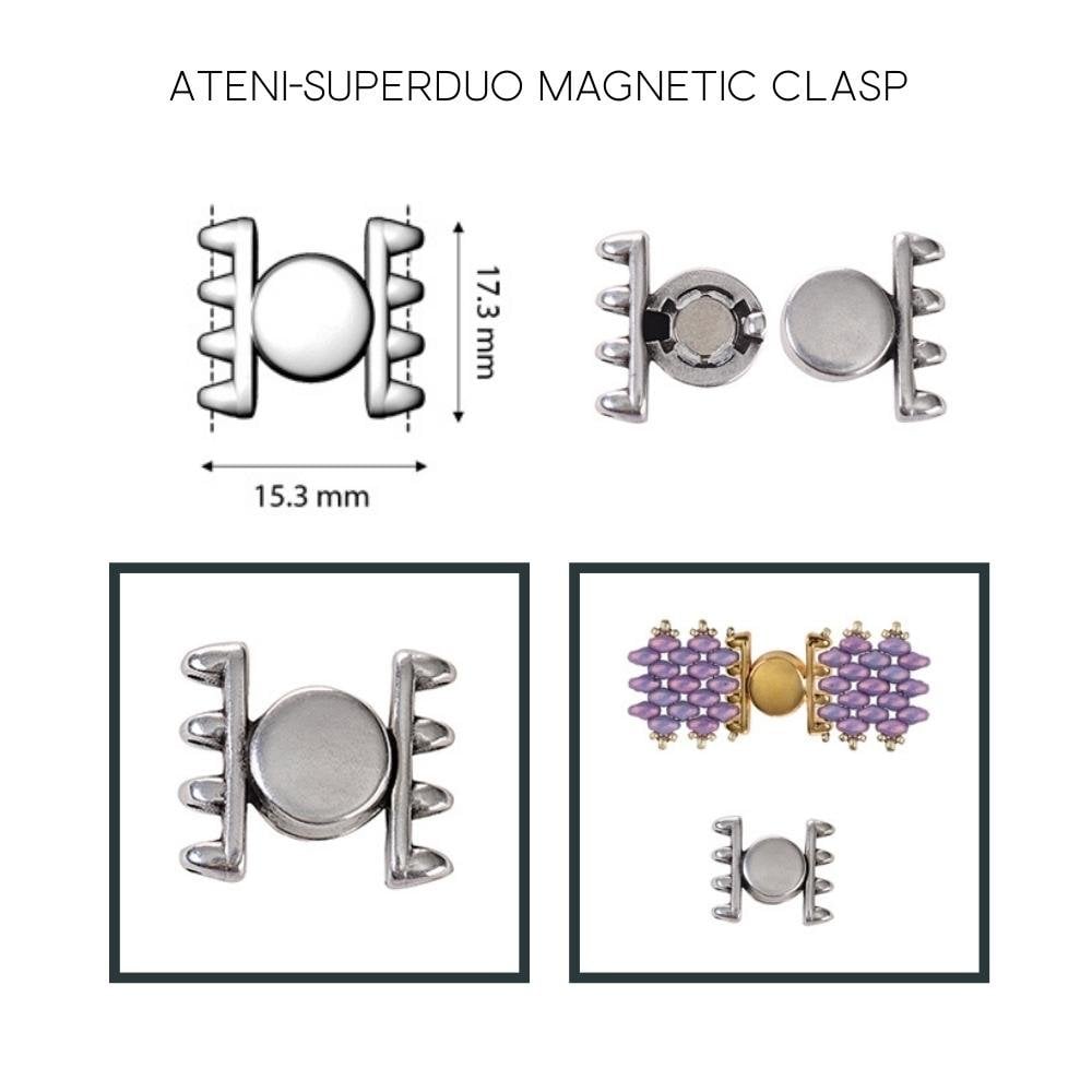 16x18mm Ateni Superduo Magnetic Clasp, antique-silver-plated, additional photo