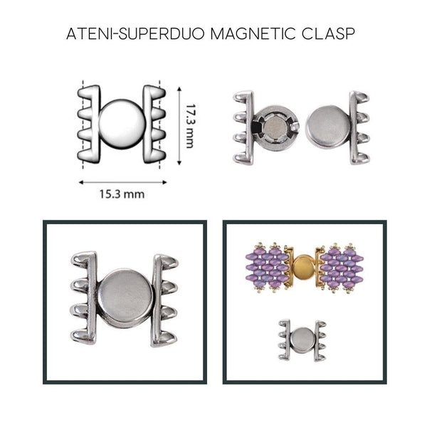 16x18mm Ateni Superduo Magnetic Clasp, antique-silver-plated, additional photo