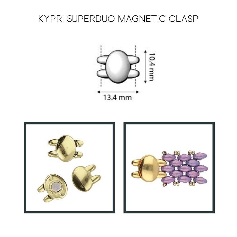 10x12mm Kypri Superduo Magnetic Clasp, antique-silver-plated, additional photo