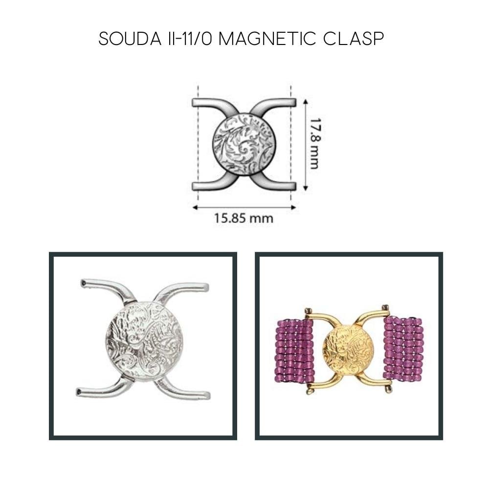 16x18mm Souda II Magnetic Clasp (for 11/0 Seed Beads), antique-silver-plated, additional photo