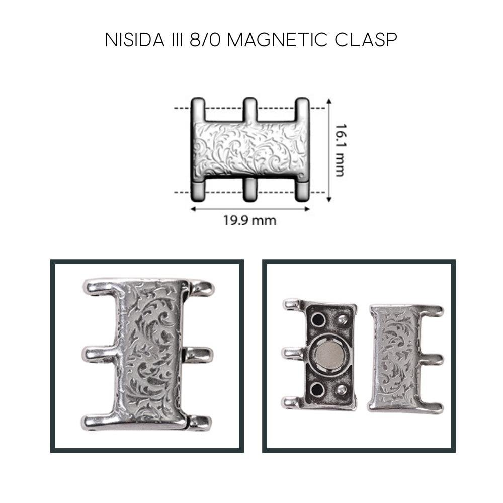 16x20mm Nisida III Magnetic Clasp (for 8/0 Seed Beads), antique-silver-plated, additional photo