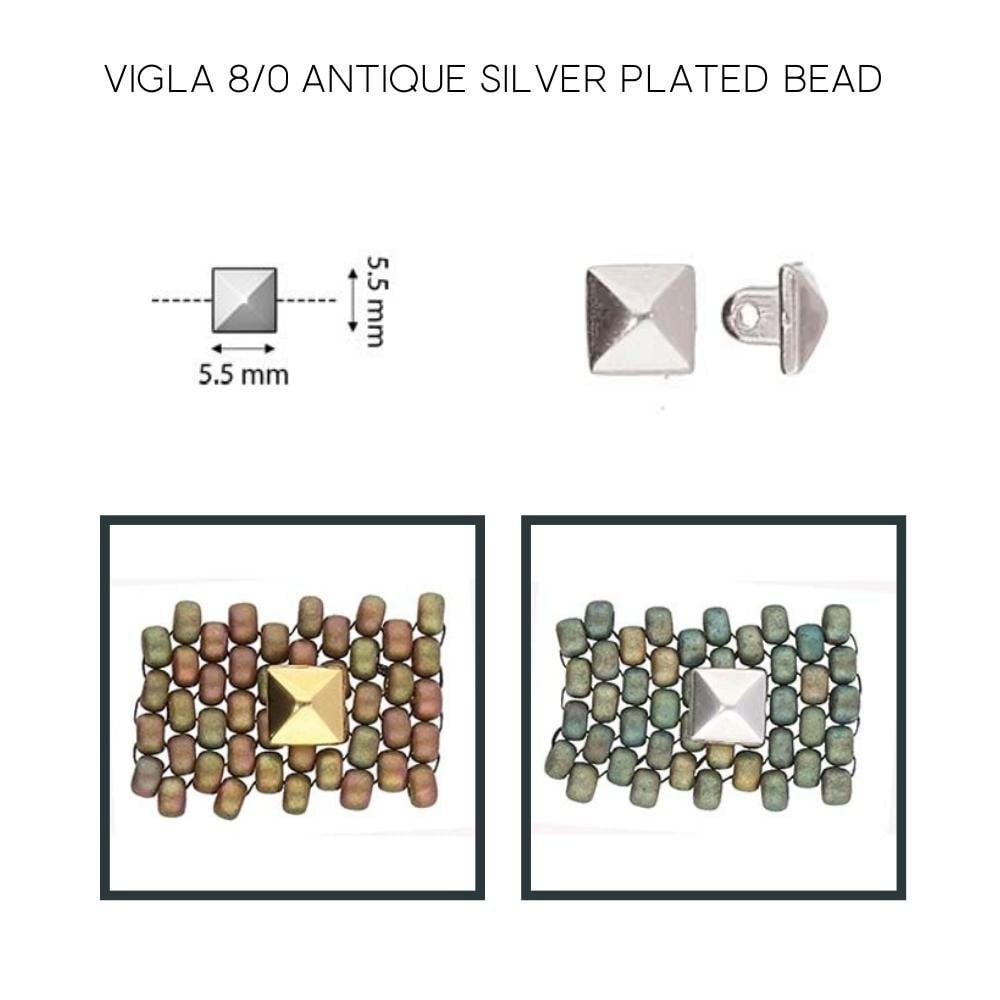 6x6mm Vigla Substitute/Embellishment (for 8/0 Seed Beads), antique-silver-plated, additional photo