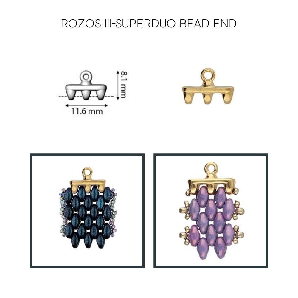 11x8mm Rozos III Superduo Bead End, antique-silver-plated, additional photo