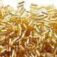 Preciosa Bugle Size 2 Seed Beads, silver lined gold