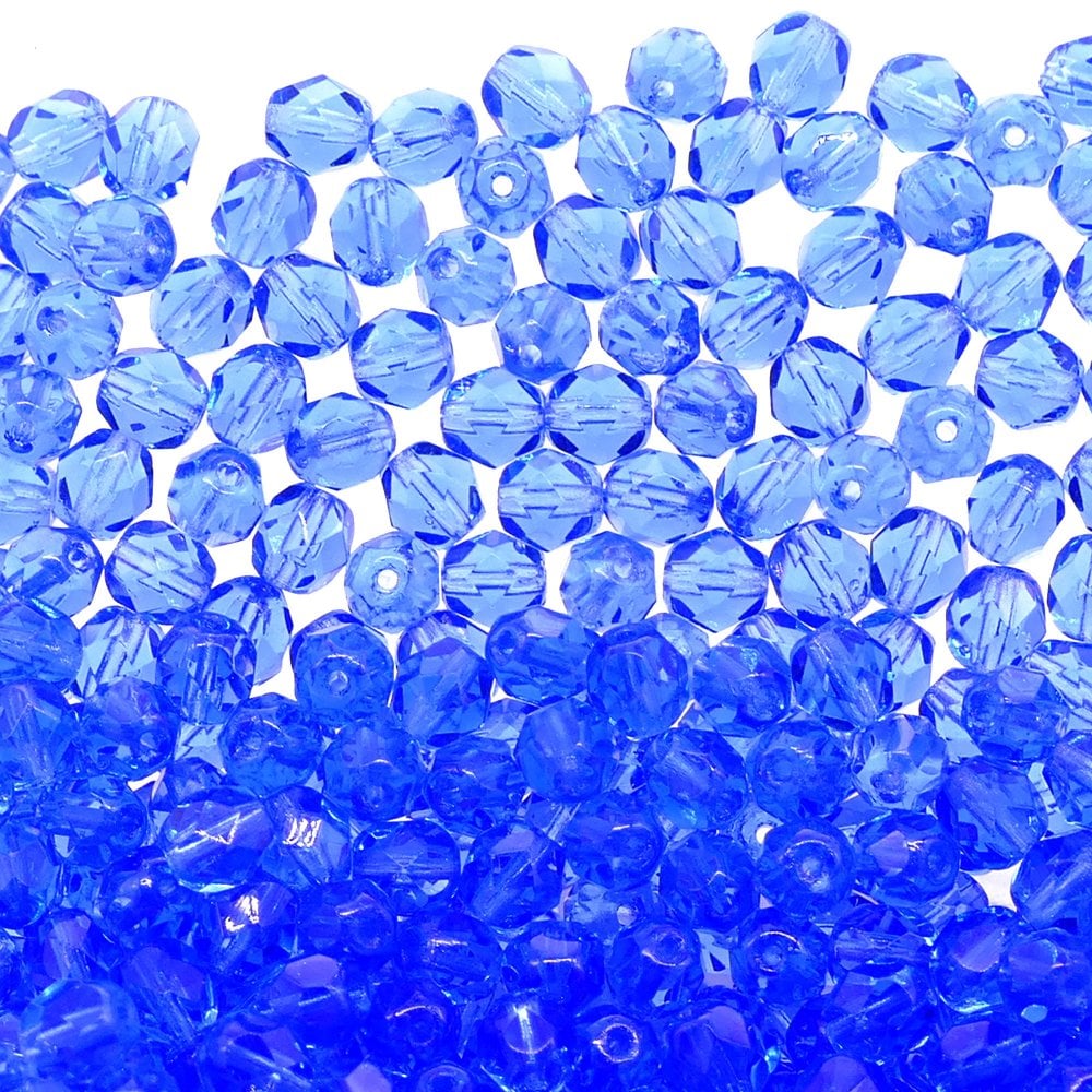 6mm Czech Faceted Round Glass Bead, sapphire