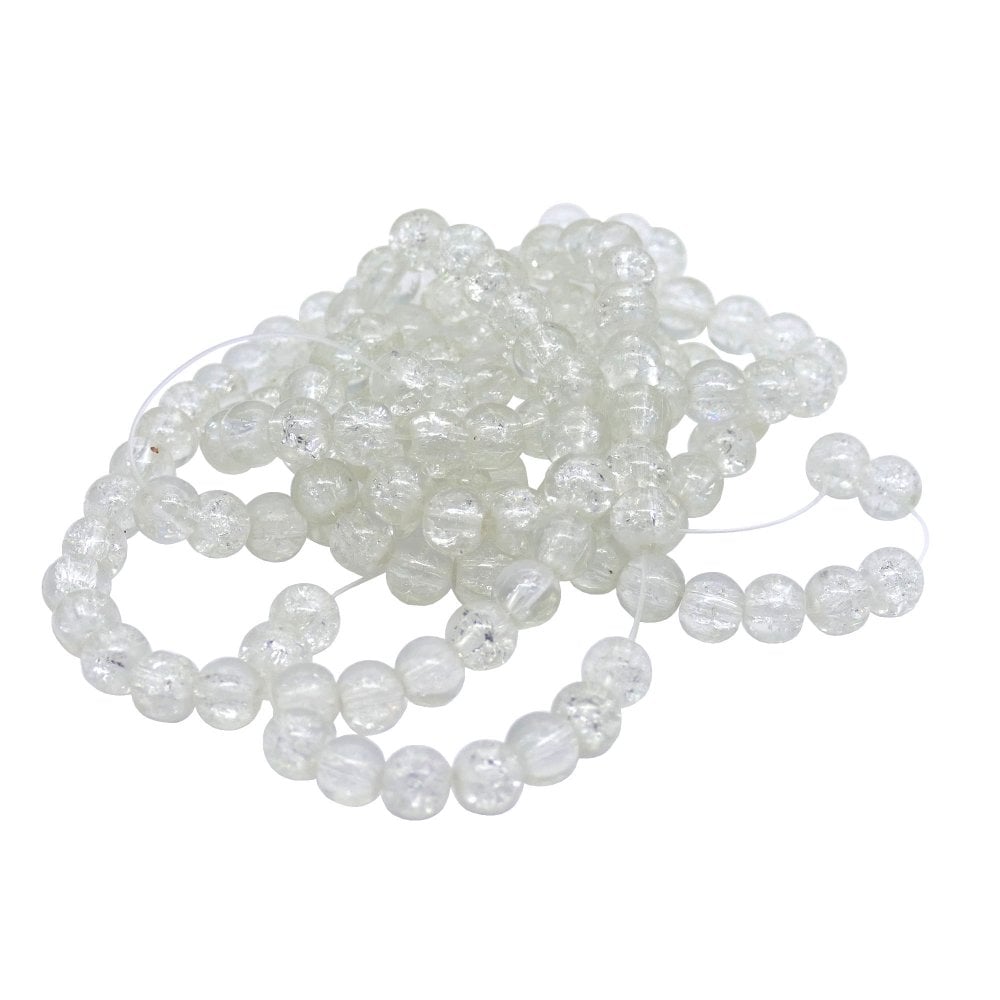 Crackle Glass Round Beads 6mm, crystal