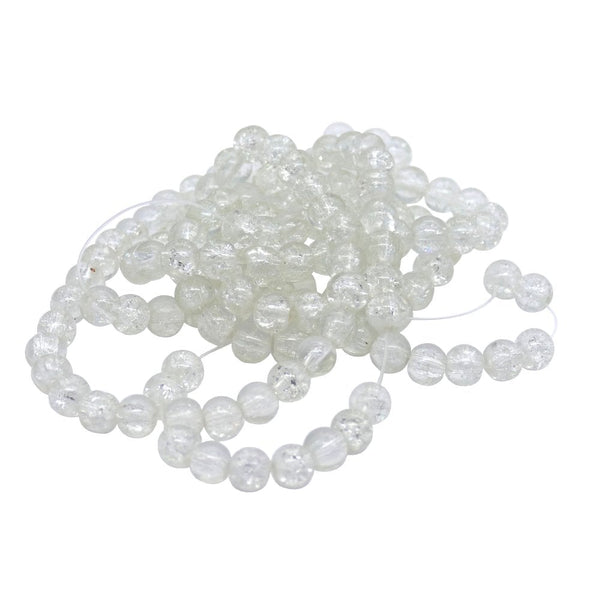 Crackle Glass Round Beads 8mm, crystal