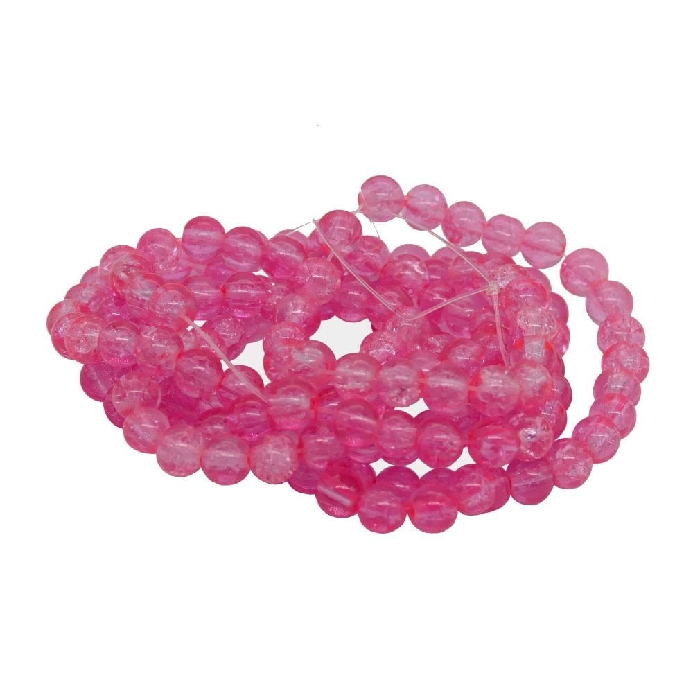 Crackle Glass Round Beads 8mm, pink