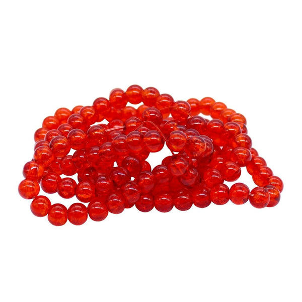 Crackle Glass Round Beads 6mm, orange