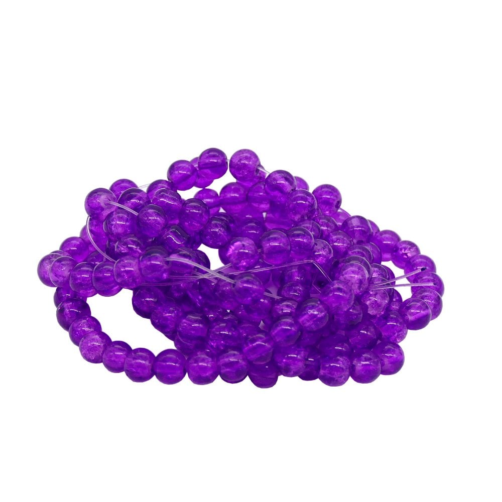 Crackle Glass Round Beads 6mm, purple