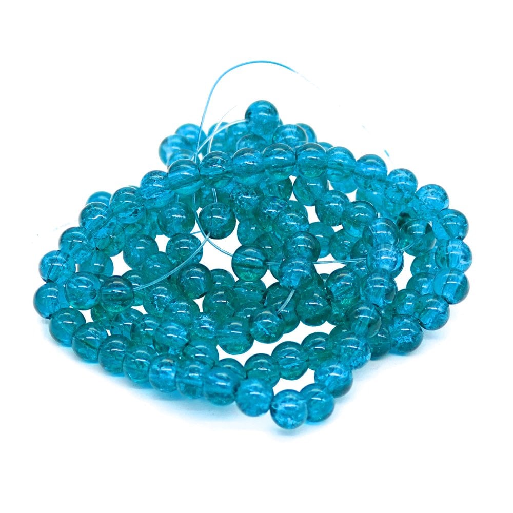 Crackle Glass Round Beads 8mm, aqua