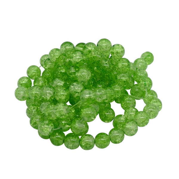 Crackle Glass Round Beads 6mm, peridot