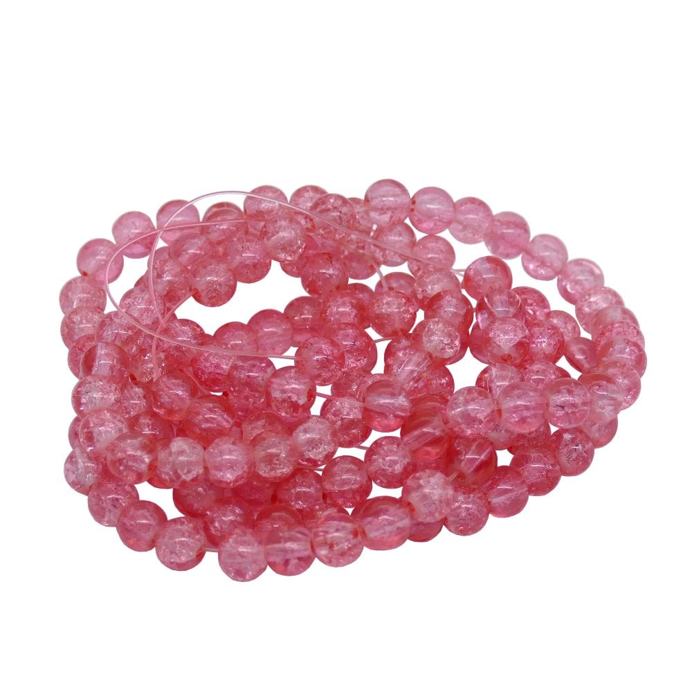 Crackle Glass Round Beads 6mm, dusky pink