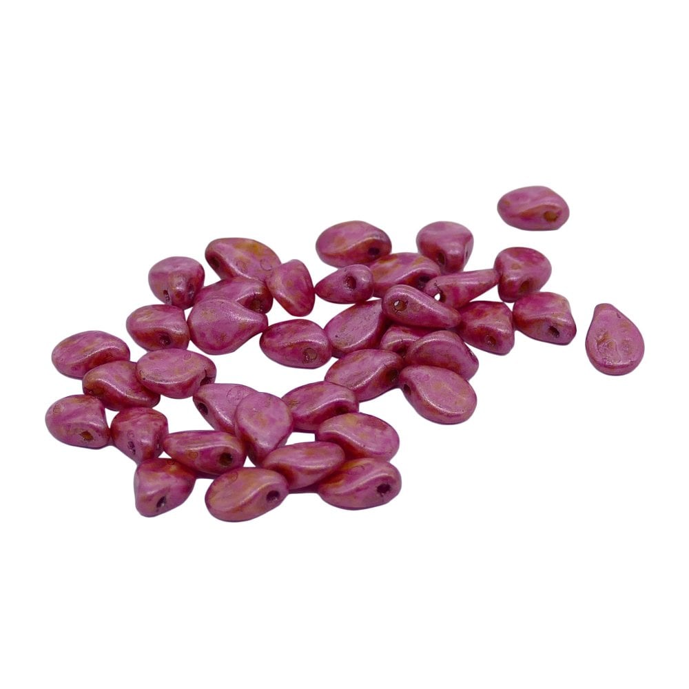 Preciosa Glass Pip Beads 5x7mm, pink picasso on white alabaster