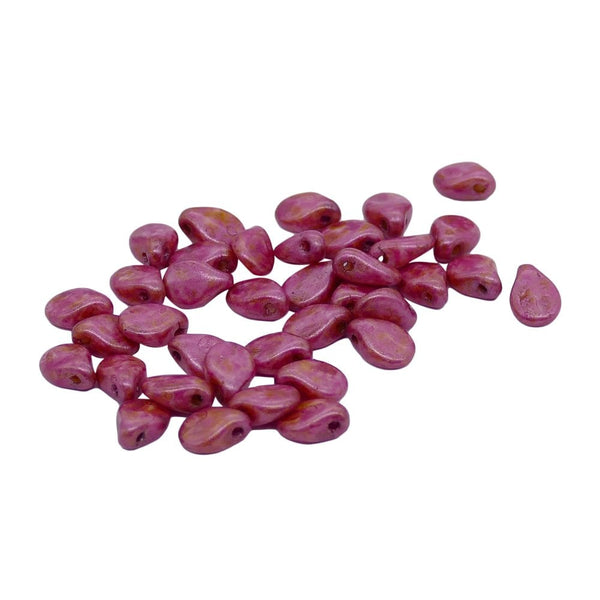 Preciosa Glass Pip Beads 5x7mm, pink picasso on white alabaster