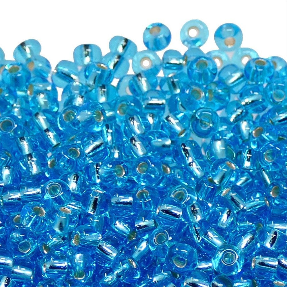 Preciosa Seed Beads 6/0, silver lined light aqua