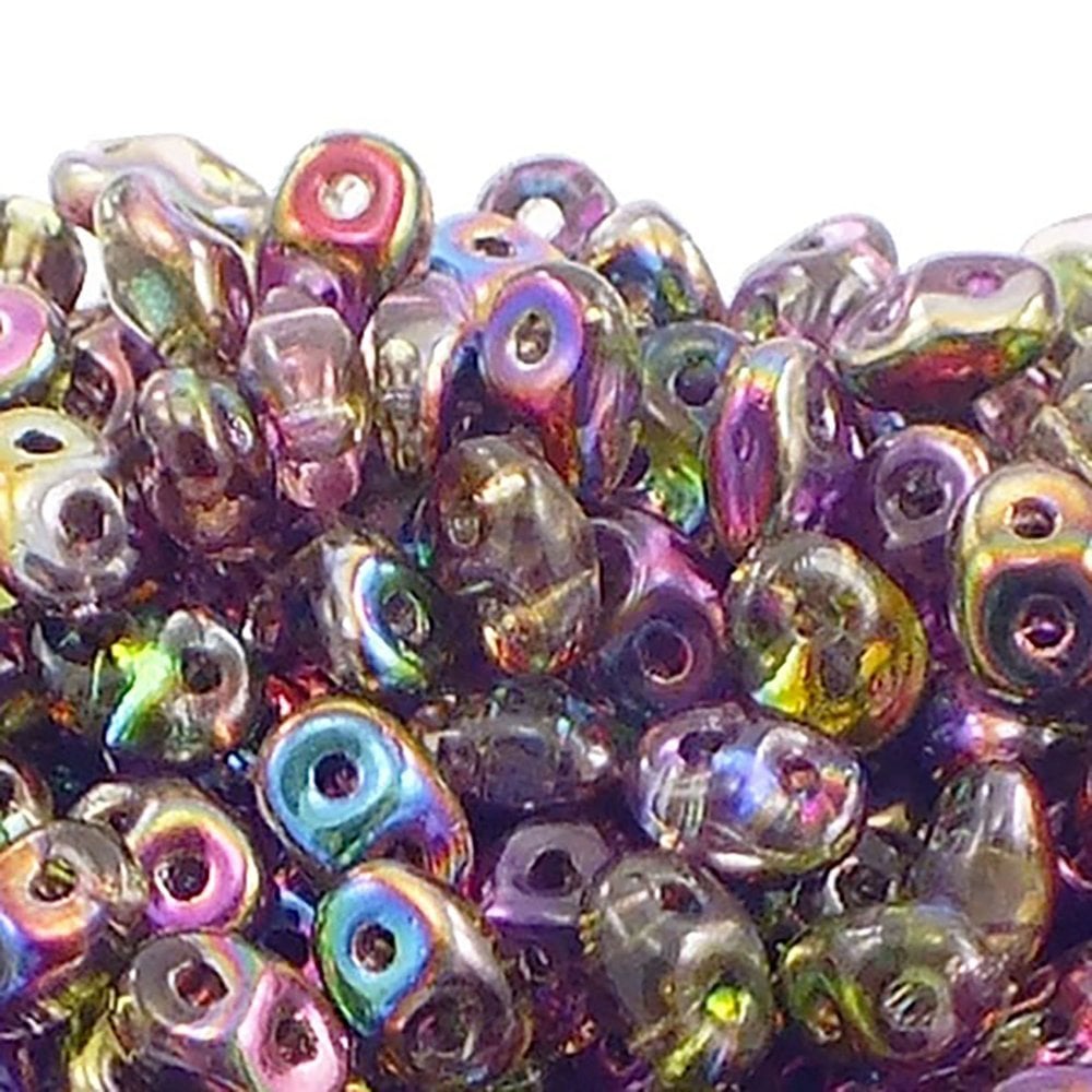 Matubo SuperDuo Czech Beads 2.5x5mm, Magic line violet/green