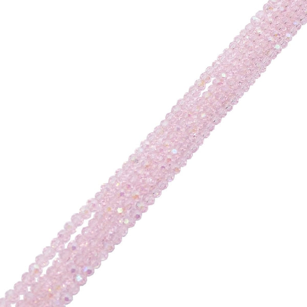 3x4mm Faceted Glass Rondelles, rosaline AB