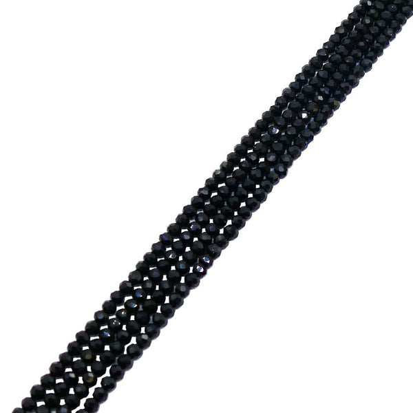 3x4mm Faceted Glass Rondelles, opaque jet