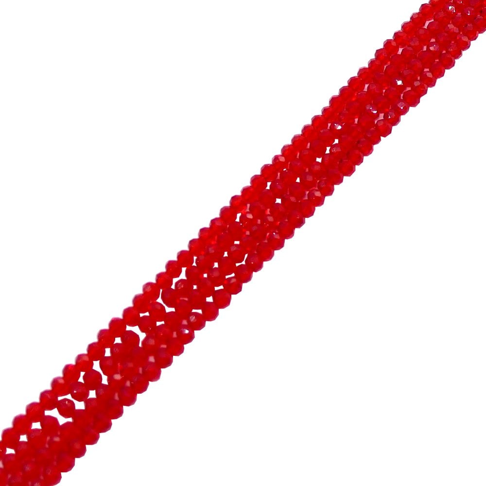 3x4mm Faceted Glass Rondelles, transparent fire brick