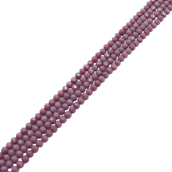 3x4mm Faceted Glass Rondelles, opaque heather
