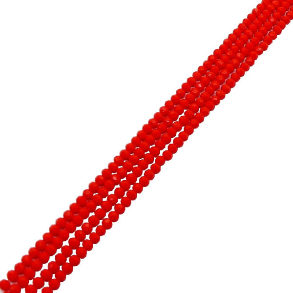 3x4mm Faceted Glass Rondelles, opaque fire brick