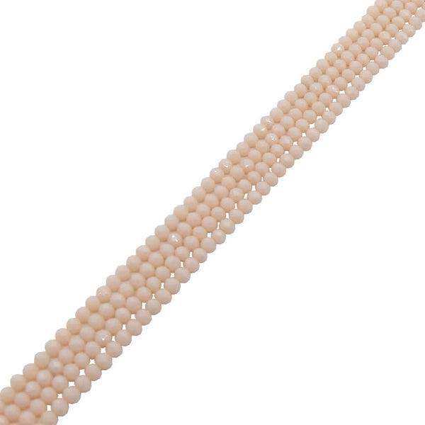 3x4mm Faceted Glass Rondelles, opaque antique white