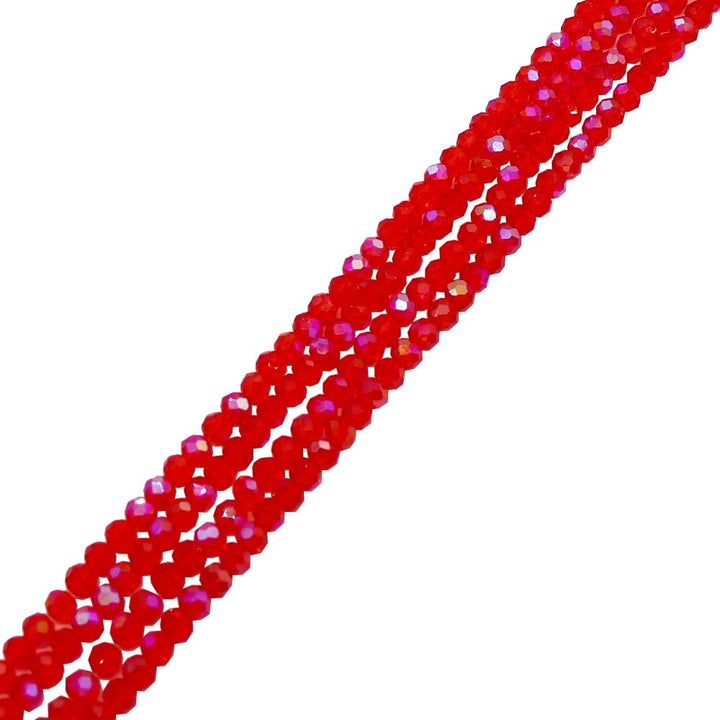 3x4mm Faceted Glass Rondelles, light siam AB