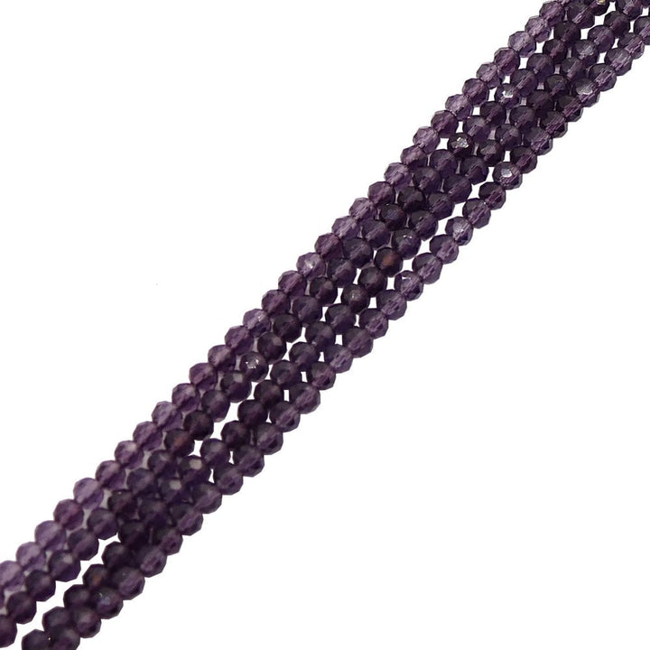 3x4mm Faceted Glass Rondelles, dark amethyst