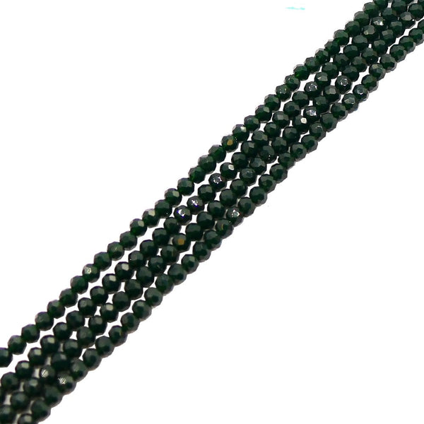 3x4mm Faceted Glass Rondelles, opaque dark green