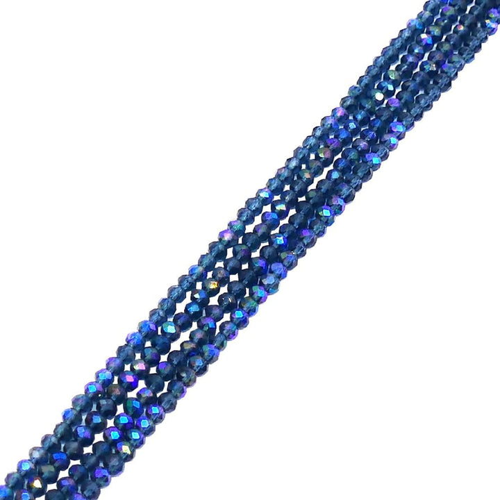5x6mm Faceted Glass Rondelles, denim blue AB