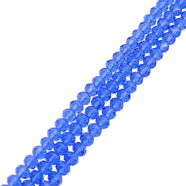 6x8mm Faceted Glass Rondelles, sapphire
