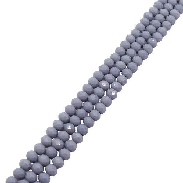 6x8mm Faceted Glass Rondelles, opaque grey